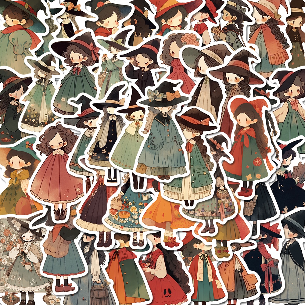 50 ชิ้น Q-version แม่มด การ์ตูนน่ารัก สติกเกอร์กราฟฟิตี สร้างสรรค์ DIY บัญชี เคสโทรศัพท์ iPad ถ้วยน้ํา สติกเกอร์กันน้ํา
