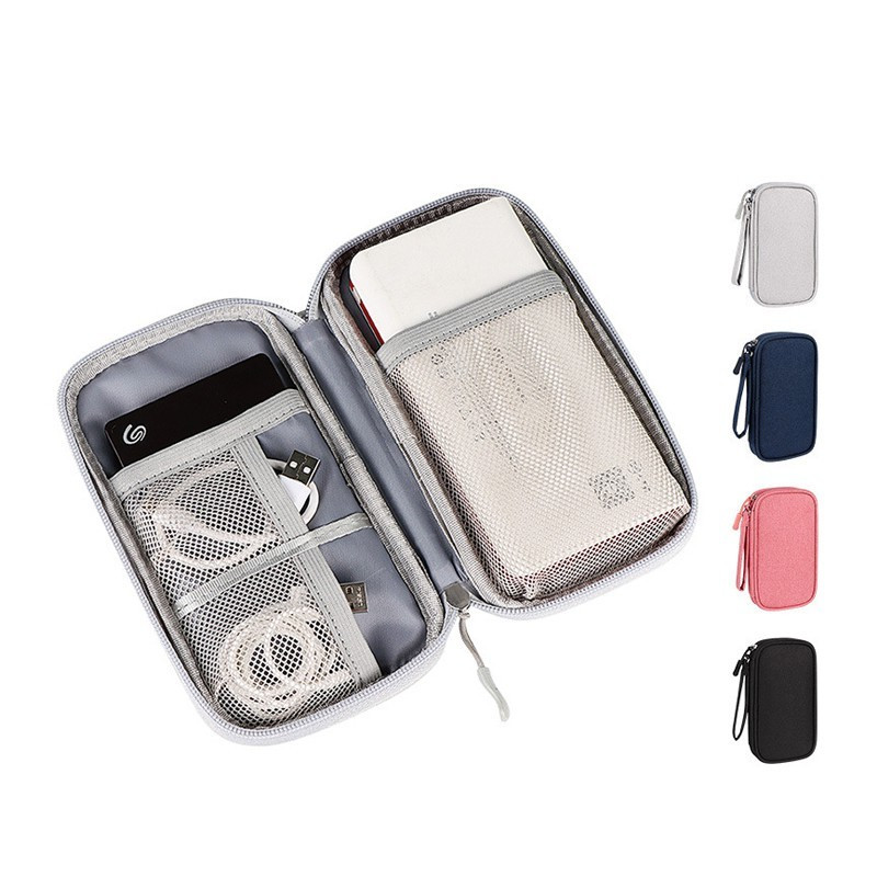 กระเป๋าเคส อเนกประสงค์ กันน้ํา สําหรับใส่จัดเก็บแบตเตอรี่ สายเคเบิ้ล USB หูฟัง ฮาร์ดไดรฟ์