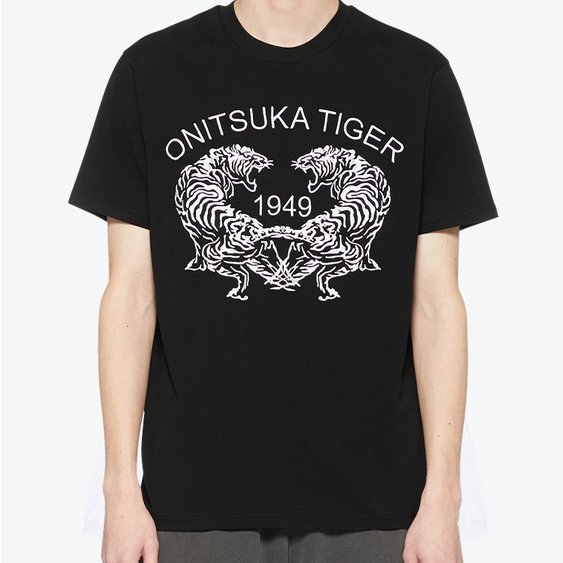 Onitsukatiger OnitsukaTiger ผู้ชายผู้หญิงสไตล์ลําลองการพิมพ์แฟชั่นเสื้อยืดคอกลมหลวมเรียบง่าย