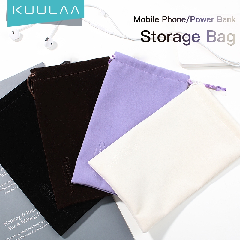 Kuulaa กระเป๋ามีหูรูด ซักได้ กระเป๋าใส่แบตสำรอง สำหรับ IOS Android สมาร์ทโฟน โทรศัพท์มือถือ