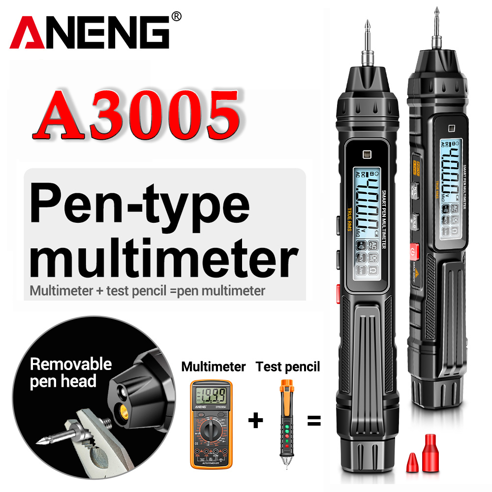 Aneng A3005 ปากกามัลติมิเตอร์ดิจิทัล ชนิด 4000 ครั้ง ไม่สัมผัส AC DC แรงดันไฟฟ้า โอห์ม ไดโอด สําหรับเครื่องมืออื่น ๆ
