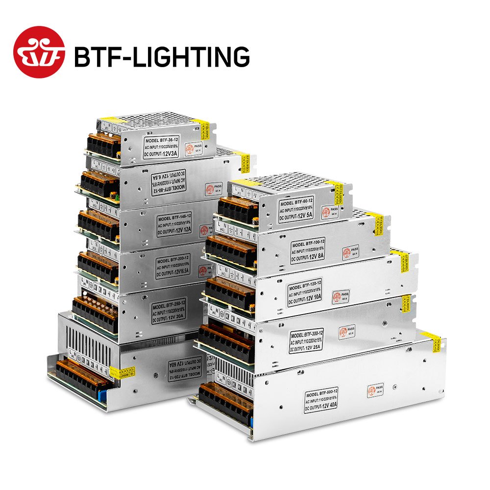【สินค้าพร้อมส่ง】แหล่งพลังงาน Dc 12V 12W-240W พาวเวอร์ซัพพลาย อลูมิเนียม Ac 110V 220V±15% เป็น DC 12V สําหรับแถบไฟ LED 12V WS2812B SK6812 WS2813