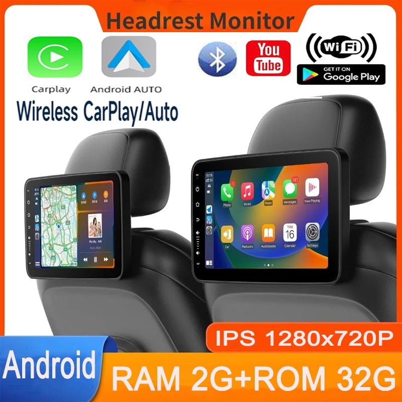 2G RAM + 32G ROM 10.1 นิ้วรถ Android Headrest Monitor สำหรับรถยนต์ที่นั่งด้านหลังเครื่องเล่น 1280x72