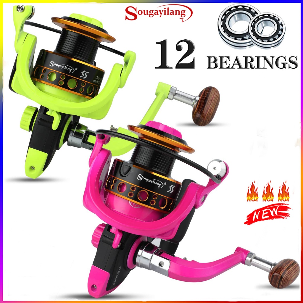Sougayilang 1000-3000 series รอกหมุน 12BB อัตราทดเกียร์ 5.0:1 โลหะ ความเร็วสูง สําหรับน้ําจืด น้ําเค็ม