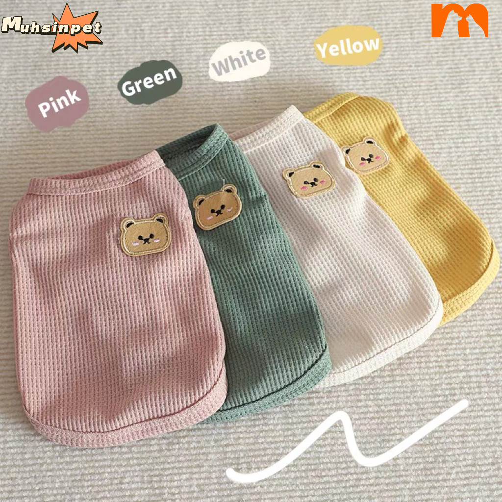 [Muhsinpet] เสื้อผ้าสัตว์เลี้ยง เสื้อกั๊กหมีวาฟเฟิล ระบายอากาศ ขนาดเล็ก ขนาดกลาง เหมาะกับฤดูใบไม้ผลิ และฤดูร้อน สําหรับสุนัข แมว