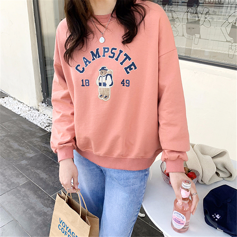 NZN เสื้อแขนยาวผู้หญิงคอกลมแฟชั่นเกาหลี