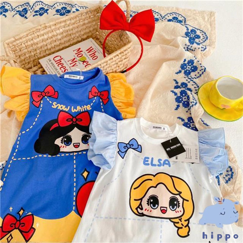 เสื้อผ้าเด็กผู้หญิง สโนว์ไวท์ ลายการ์ตูน เดรสเด็กผู้หญิง 1-8 ขวบ girls' dresses【Hippobaby20】