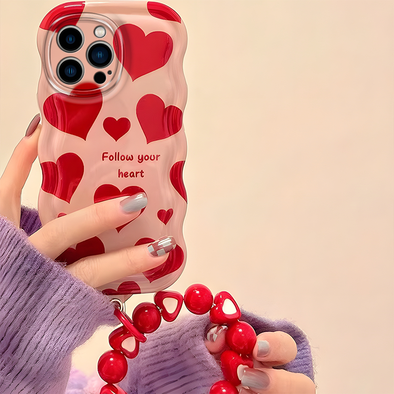 เคสโทรศัพท์มือถือนิ่ม ลายหัวใจน่ารัก สีแดง สําหรับ iPhone15ProMax 14 14ProMax 13 13ProMax 14Pro 11 11ProMax 12 12Pro 12ProMax