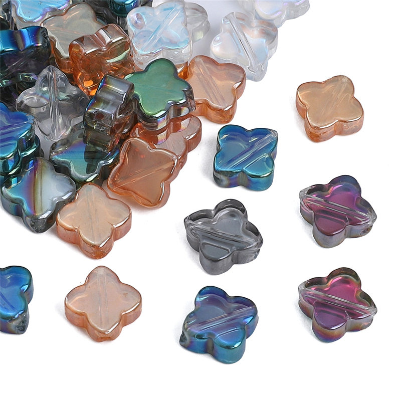 10 มม.10 ชิ้น/ถุงแก้วคริสตัล Four-clover Leaf ลูกปัดสําหรับ DIY เครื่องประดับทํา Earings สร้อยข้อมืออุปกรณ์เสริม