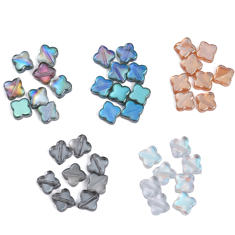 10 มม.10 ชิ้น/ถุงแก้วคริสตัล Four-clover Leaf ลูกปัดสําหรับ DIY เครื่องประดับทํา Earings สร้อยข้อมืออุปกรณ์เสริม - รูปที่ 2