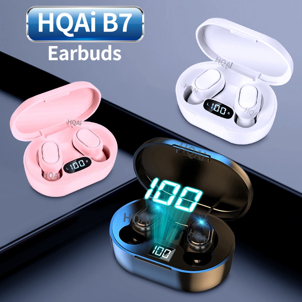 Hqai B7 หูฟังบลูทูธไร้สาย TWS ไมโครโฟนในตัว Hi-fi ตัดเสียงรบกวน กันน้ํา กันเหงื่อ สําหรับโทรศัพท์มือถือทุกรุ่น
