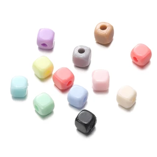 St.kunkka 4 มม 200 ชิ้น ลูกปัดอะคริลิคทรงสี่เหลี่ยมสีมาการองสําหรับทําสร้อยคอ สร้อยข้อมือ DIY