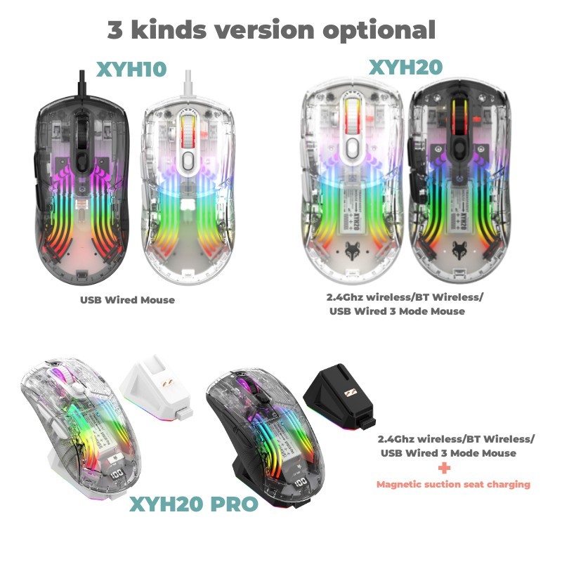 Xunfox XYH10 XYH20 เมาส์เกมมิ่ง RGB 7 คีย์ DPI 2400 บลูทูธ ไร้สาย 2.4Ghz มีสาย USB สําหรับ Mac โทรศัพท์มือถือ แล็ปท็อป