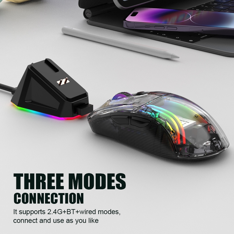 Xunfox XYH10 XYH20 เมาส์เกมมิ่ง RGB 7 คีย์ DPI 2400 บลูทูธ ไร้สาย 2.4Ghz มีสาย USB สําหรับ Mac โทรศัพท์มือถือ แล็ปท็อป