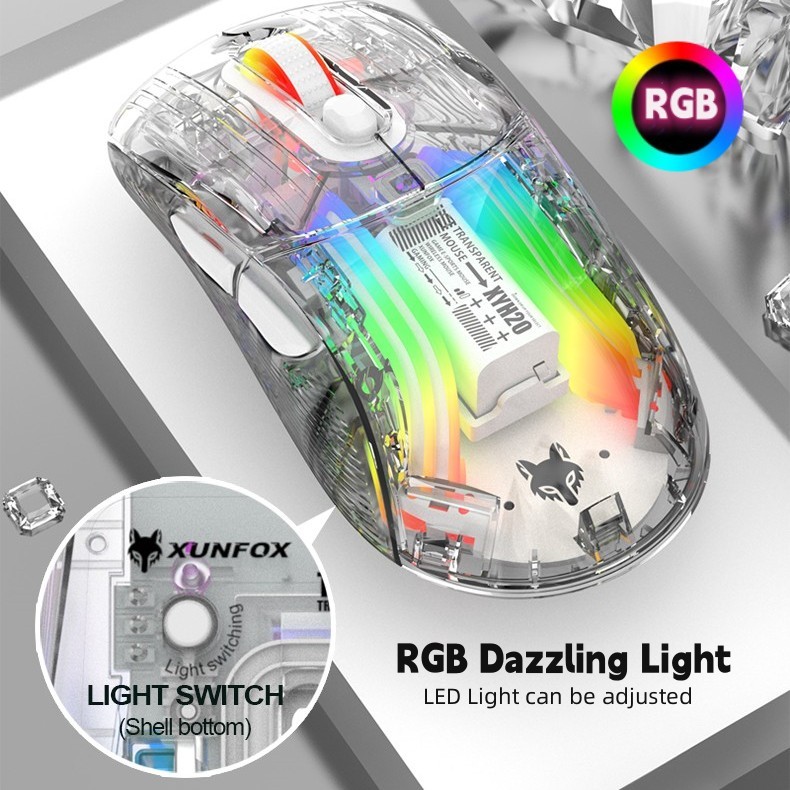 Xunfox XYH10 XYH20 เมาส์เกมมิ่ง RGB 7 คีย์ DPI 2400 บลูทูธ ไร้สาย 2.4Ghz มีสาย USB สําหรับ Mac โทรศัพท์มือถือ แล็ปท็อป