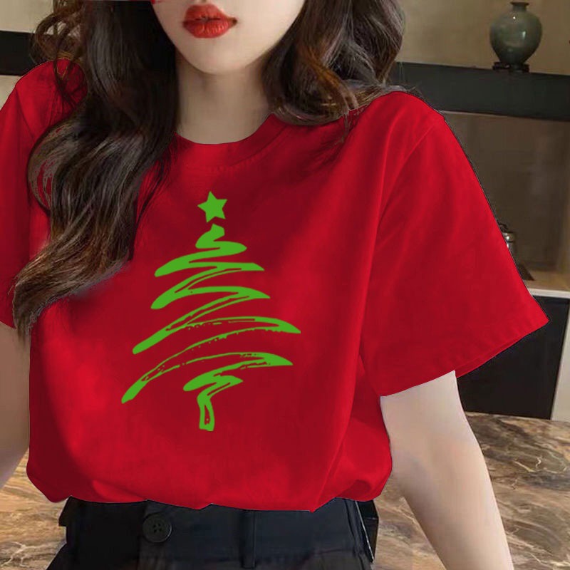 เสื้อคริสมาสต์ Happy New Year & Merry Christmas ลายน่ารักๆ ผ้า Cotton ใส่สบาย สีสันสดใส ขนาด S-5XL