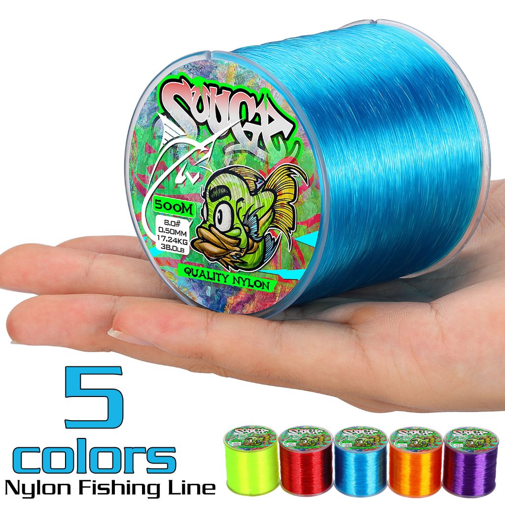Sougayilang สายเบ็ดตกปลาไนล่อน 500 ม. 5 สี 0.14 มม. - 0.50 มม. ลากสูงสุด 7-38lb สําหรับเดินทางกลางแจ้ง