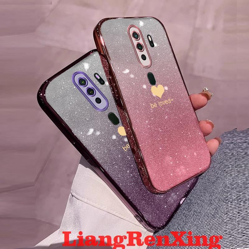 เคส oppo A5 2020 oppo a9 2020 ซิลิโคนนิ่ม เคสกันกระแทก ดีไซน์ใหม่ กลิตเตอร์ สําหรับคู่รัก เด็กผู้หญิง เคสใส SFAX01