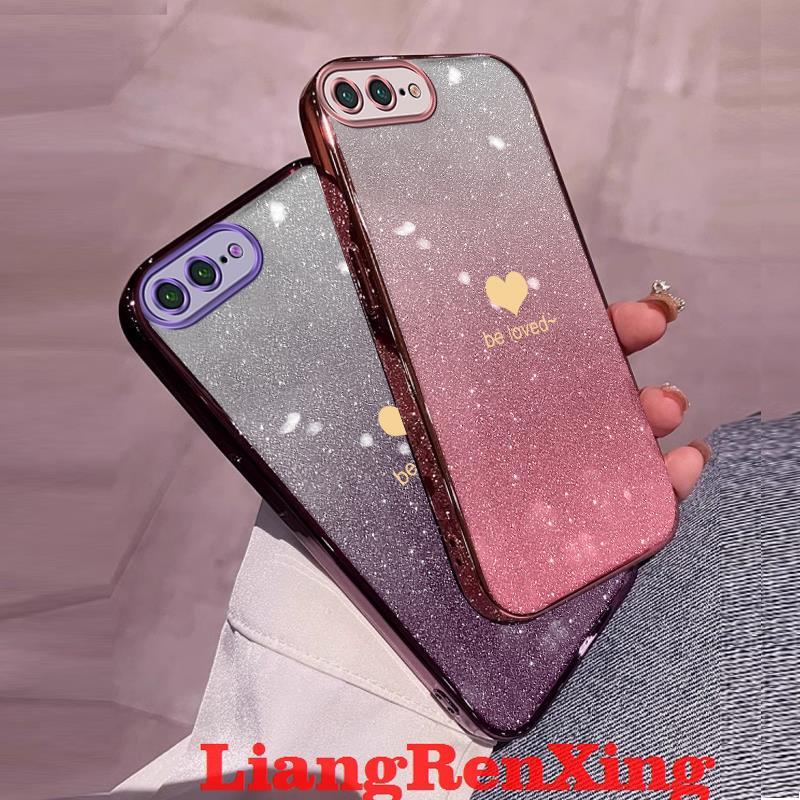เคส iphone 7 plus iphone 8 plus iphone se 2 2020 ipnone se3 2022 ซิลิโคนนิ่ม เคสกันกระแทก ดีไซน์ใหม่ กลิตเตอร์ สําหรับคู่รัก ผู้หญิง เคสใส SFAX01