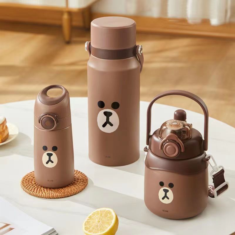 [พร้อมส่ง] Line friends กระติกน้ําร้อน สเตนเลส 316 ขนาดใหญ่ 900 1500 มล. จุน้ําได้เยอะ สําหรับเล่นกีฬา เดินทาง