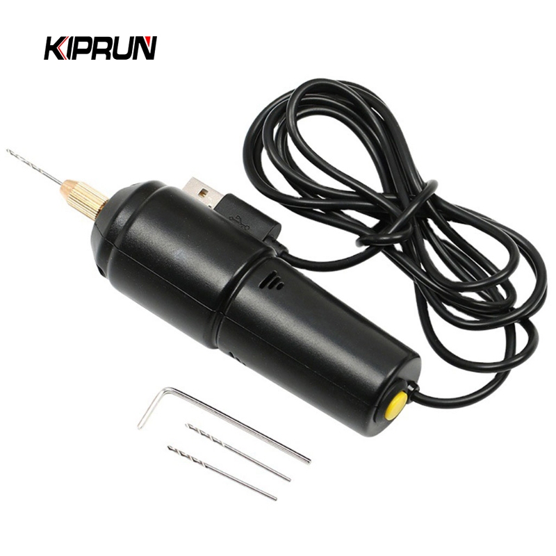 Kiprun ชุดสว่านมือไฟฟ้า ขนาดเล็ก 5V ชาร์จ USB พร้อมดอกสว่านเกลียว สําหรับทําเครื่องประดับ เรซิ่น อีพ