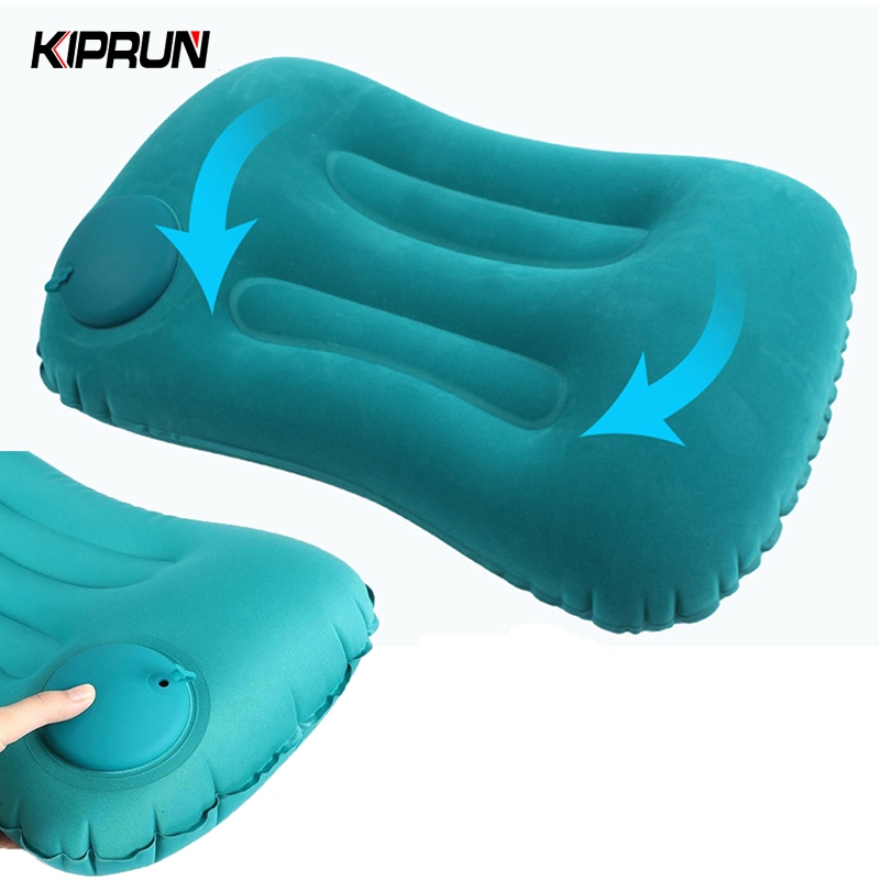 Kiprun หมอนรองคอ PVC แบบกดพองลม แบบพกพา สําหรับรถยนต์ เดินทาง