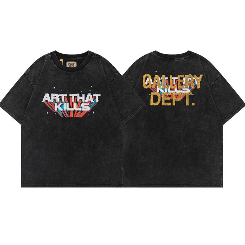 เสื้อยืดคอกลม แขนสั้น พิมพ์ลาย GALLERY DEPT สไตล์อเมริกัน เรโทร ทรงหลวม สําหรับผู้หญิง และผู้ชาย