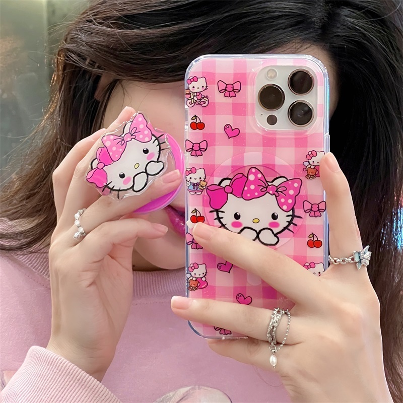 เคสโทรศัพท์มือถือ ลายแมวน่ารัก สองด้าน สีชมพู สําหรับ iPhone 14 15 11 Pro Max