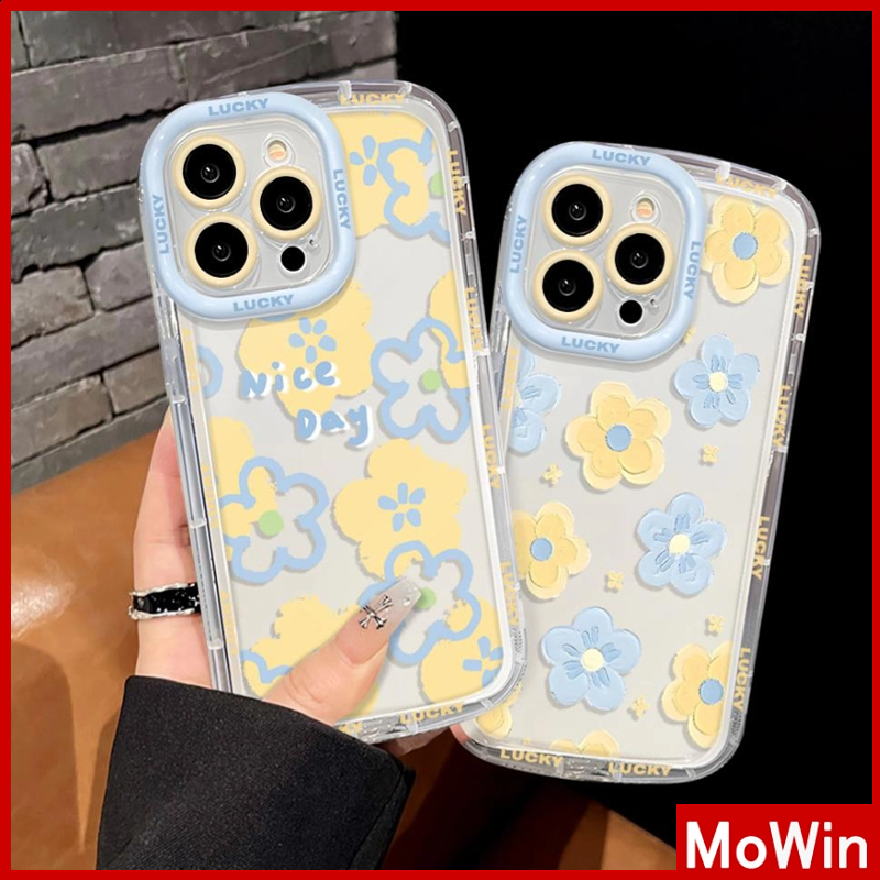 Mowin - เข้ากันได้สำหรับ 1511 เคส iphone 11 15 pro max โปร่งใสเงางาม ถุงลมนิรภัย กันกระแทก นุ่มนวล TPU ดอกไม้สีเหลืองเรียบง่ายเข้ากันได้กับ 14 PRO MAX 13 12 XR XS 8 PLUS