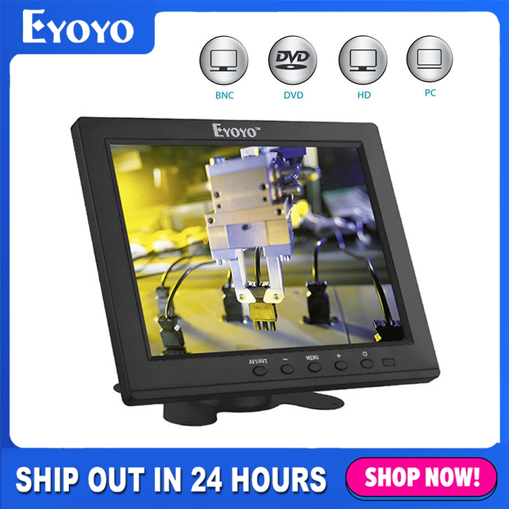 Eyoyo 8 นิ้ว HD 1024*768 พร้อม HDMI VGA BNC Video Audio สําหรับ PC คอมพิวเตอร์ / DSLR / กล้องวงจรปิด