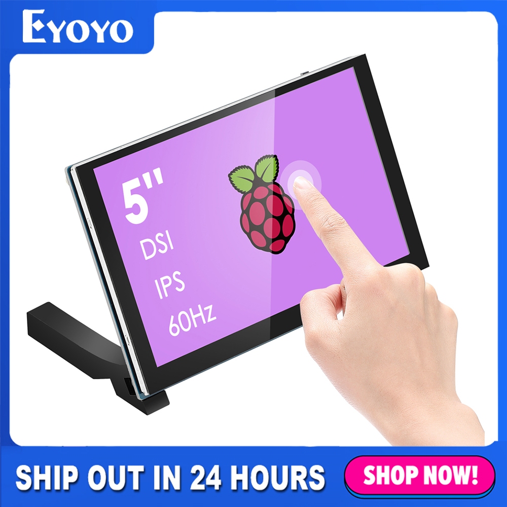 Eyoyo Raspberry Pi หน้าจอสัมผัส, 5 นิ้วแบบพกพา IPS USB Monitor การสอนจอแสดงผล Home Security Monitor 