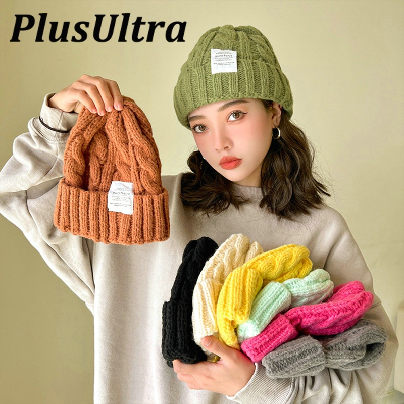 PlusUltra Y2K hat หมวก ​บีนนี่ ผ้าไหมพรม ยืดได้เยอะ ใส่ได้ทั้งชายหญิง พับได้ beanie hat สไตล์ street hiphop สีพื้น