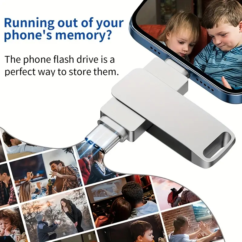 แฟลชไดรฟ์ OTG 3 in 1 ความเร็วสูง กันน้ํา สําหรับ iphone android type c 2TB