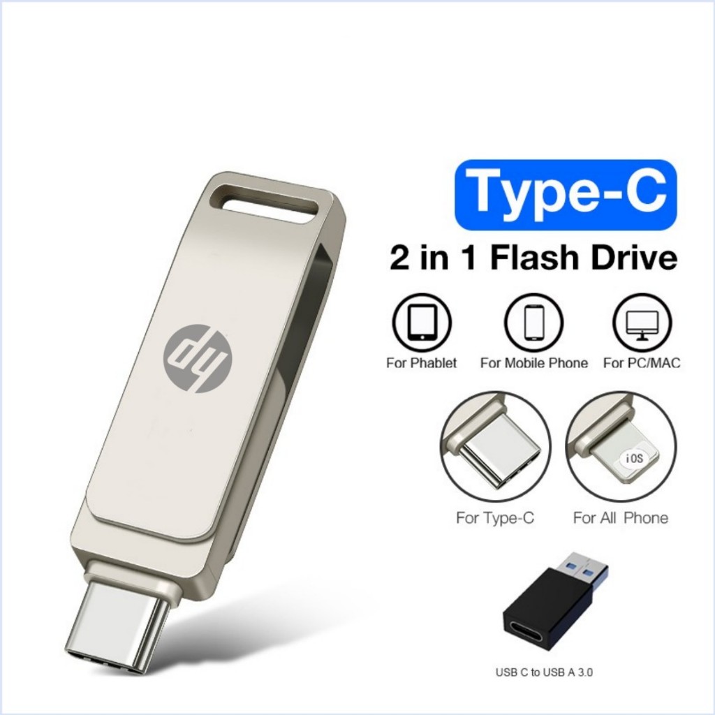 แฟลชไดรฟ์ OTG 3 in 1 ความเร็วสูง กันน้ํา สําหรับ iphone android type c 2TB