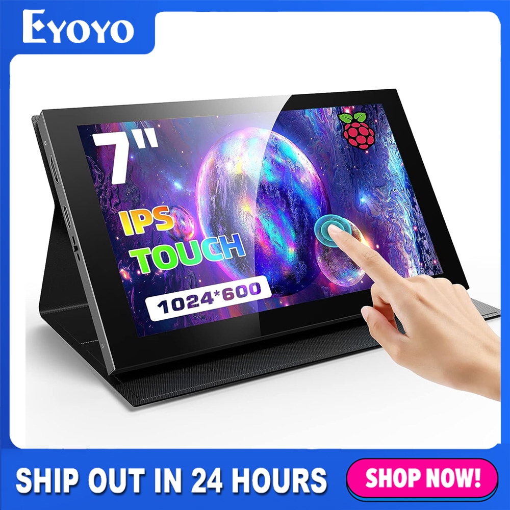 Eyoyo 7 นิ้ว IPS Monitor, 1024x600 5 จุดหน้าจอสัมผัสแบบ Capacitive แบบพกพา Raspi Monitor หน้าจอ Mini