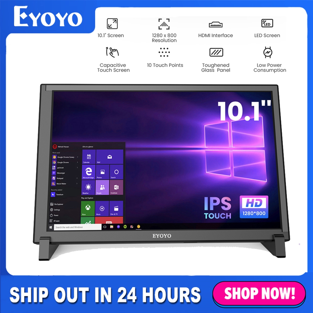 Eyoyo 7 นิ้วหน้าจอสัมผัสแผง IPS Raspberry จอแสดงผล LCD DIY Monitor Capacitive Touch HD จอแสดงผล 1024