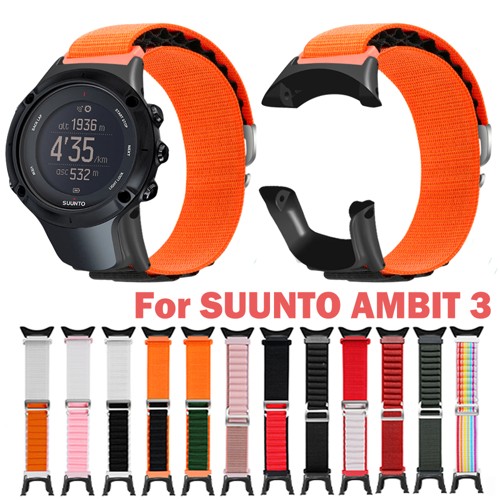 สําหรับ Suunto AMBIT 3 สมาร์ทวอทช์ สายไนล่อน เปลี่ยนได้ ปลดเร็ว พอดี ข้อมือ ยืดหยุ่น สีเงิน หัวเข็มขัด สายนาฬิกา