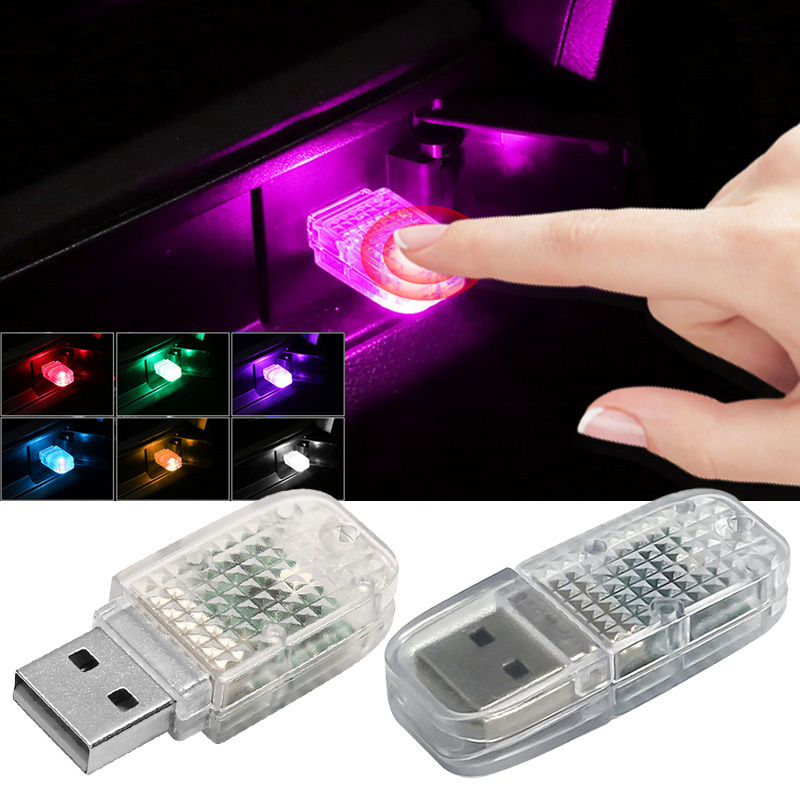 โคมไฟ LED RGB USB ขนาดเล็ก แบบพกพา สําหรับตกแต่งภายในรถยนต์ แล็ปท็อป คีย์บอร์ด