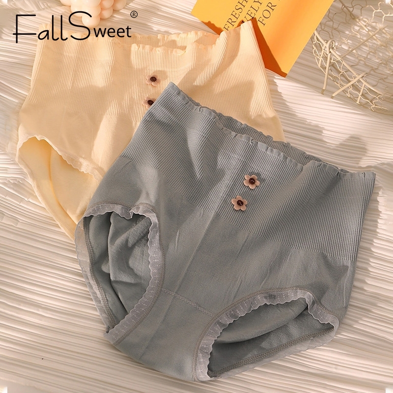 Fallsweet กางเกงชั้นใน เอวสูง แต่งลูกไม้ สําหรับผู้หญิง รองรับ 42.5-60 กก.