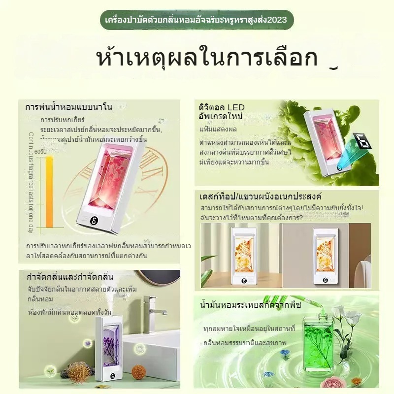 เครื่องลดความชื้นในอากาศ อัตโนมัติ สเปรย์น้ําหอมไร้สาย กระจายน้ํามันหอมระเหย ห้องน้ํา humidifer บ้าน กลิ่นหอม ติดทนนาน อโรมาเทอราพี Diffuser