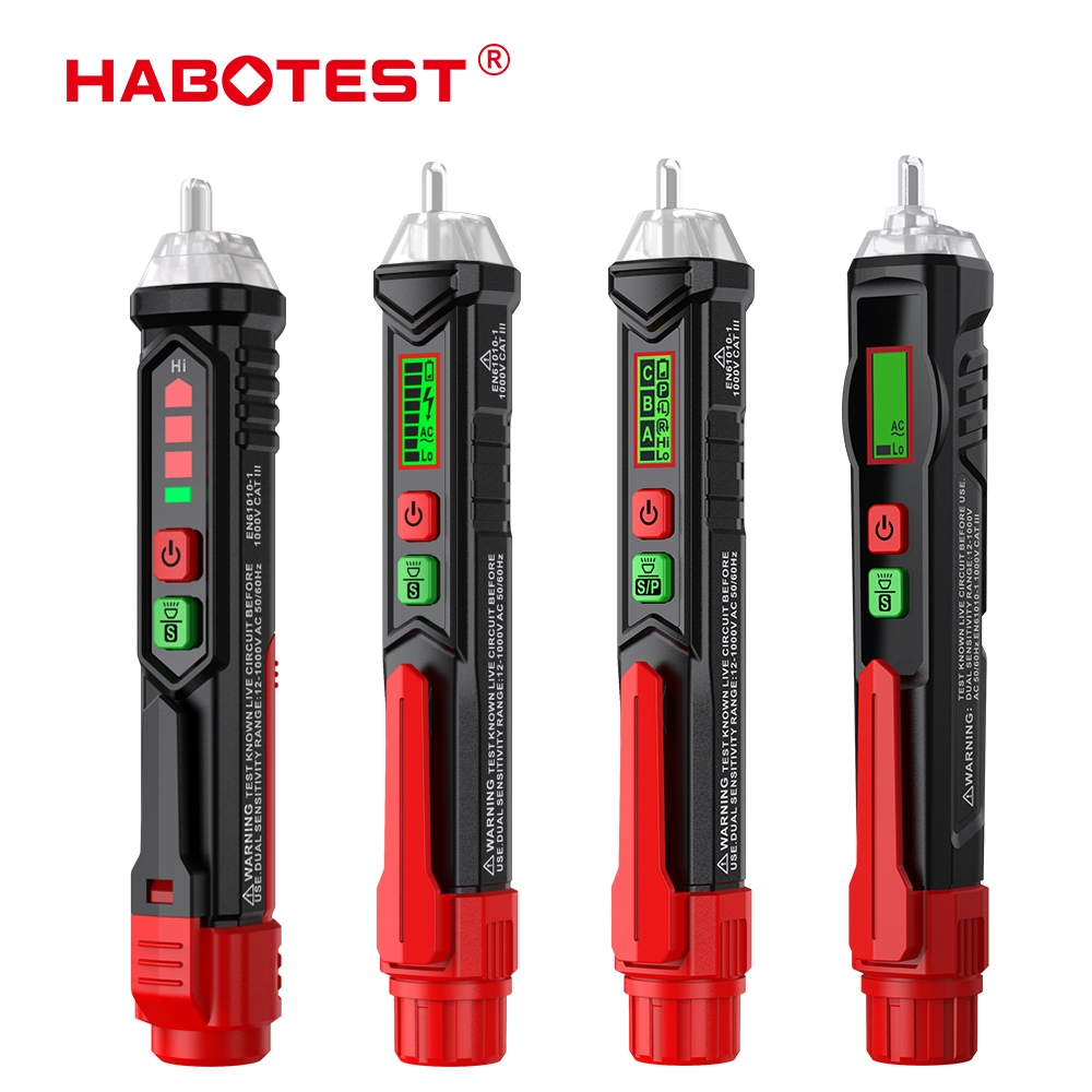 Habotest HT90 HT100 HT101 HT100P ปากกาทดสอบแรงดันไฟฟ้า AC 12V-1000V ไม่สัมผัส ตรวจจับ LCD ดิจิทัล แรงดันไฟฟ้า ทดสอบเสียง และสัญญาณเตือนไฟ