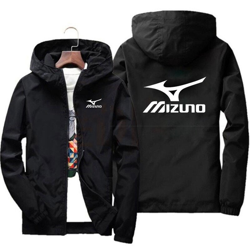 MIZUNO แบรนด์ใหม่ มิซูโน่ แจ็คเก็ตเสื้อกันลมผู้ชายฤดูใบไม้ผลิและฤดูร้อนใหม่แฟชั่นบางซิปผู้ชายแจ็คเก็ตเสื้อกันหนาวหมวกสบายๆ