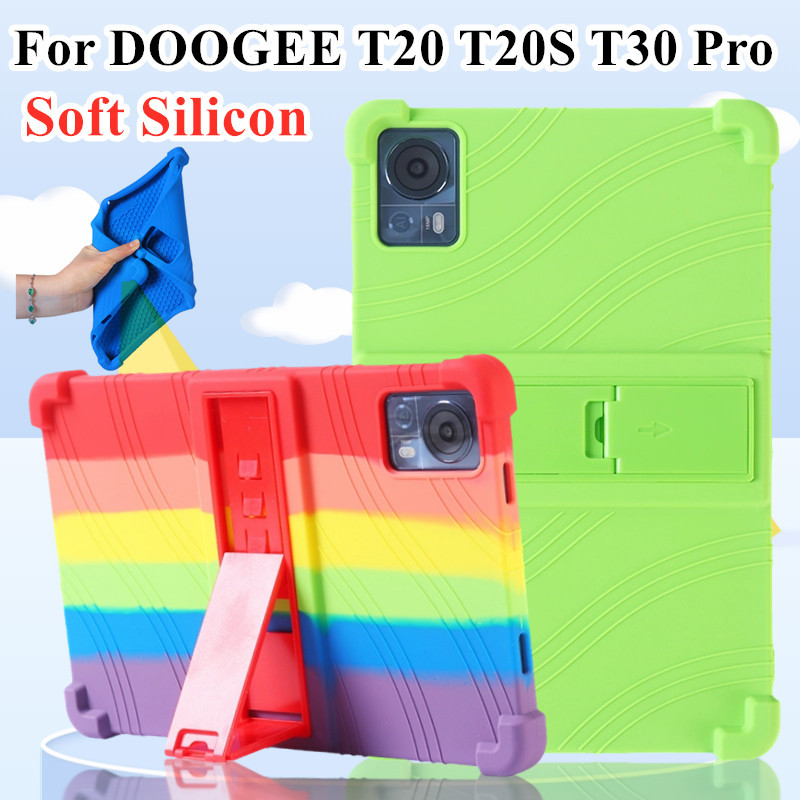 เคสโทรศัพท์มือถือ ซิลิโคนนิ่ม กันกระแทก พร้อมขาตั้ง 4 ชิ้น สําหรับ Doogee Pad T20 T20S T30 pro Doogee T20