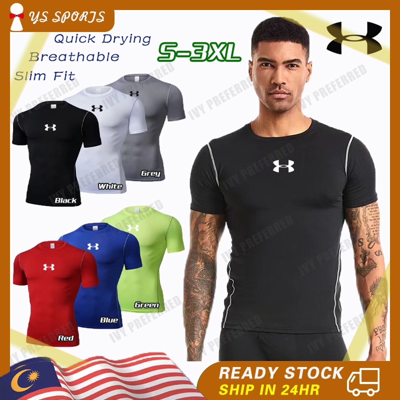 READY Stockquick Drying Compression Tops Plus ขนาด Gym กีฬาแขนสั้นเสื้อยืดบาสเกตบอล Jersey Breathable ยืด Slim Unisex แน่น Fit Running Training Slim Fit Tops