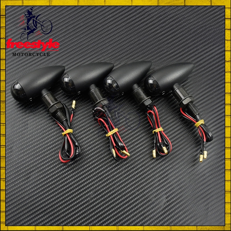 4 pcs รถจักรยานยนต์ LED ไฟเลี้ยวไฟแสดงสถานะ Amber Motorbike Blinker12V Universal Bullet Moto Lamp