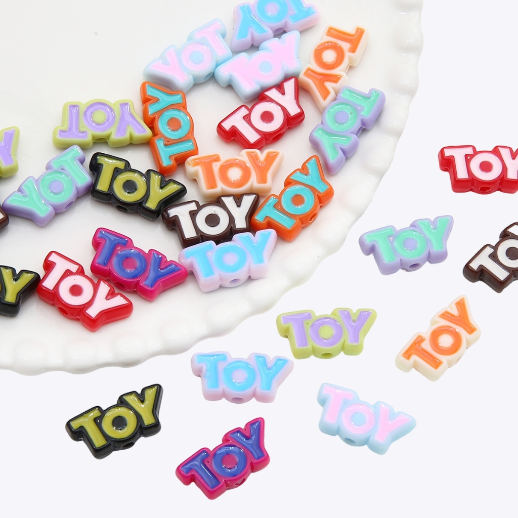 [25X12 มม.] พวงกุญแจลูกปัดตัวอักษรภาษาอังกฤษ สองด้าน ขนาดเล็ก แฮนด์เมด DIY สําหรับตกแต่ง