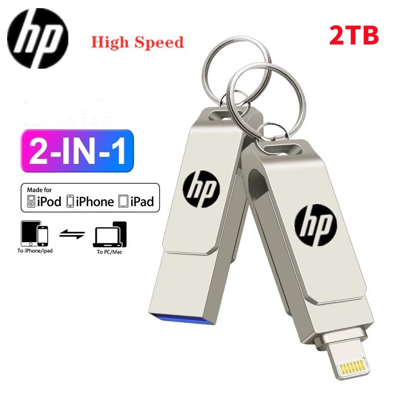 แฟลชไดรฟ์ OTG 2TB 1TB 2 in 1 USB 3.0 สําหรับ Iphone 256GB 128GB 64GB 32GB 16GB i O S