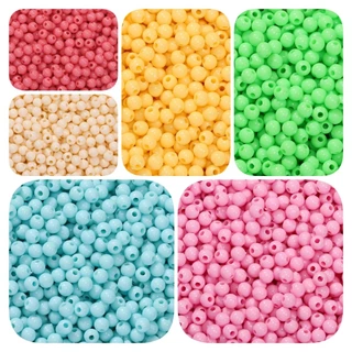 St.kunkka 300 ชิ้น 4mm อะคริลิครอบลูกปัดสีทึบ Spacer ลูกปัดหลวมเหมาะสําหรับเครื่องประดับทํา DIY สร้อยข้อมืออุปกรณ์เสริมต่างหู
