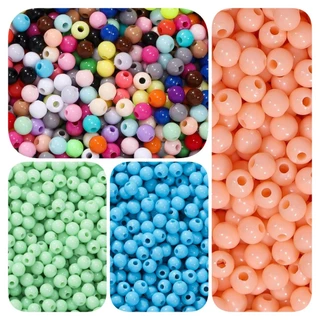 St.kunkka 300 ชิ้น 4mm อะคริลิครอบลูกปัดสีทึบ Spacer ลูกปัดหลวมเหมาะสําหรับเครื่องประดับทํา DIY สร้อยข้อมืออุปกรณ์เสริมต่างหู