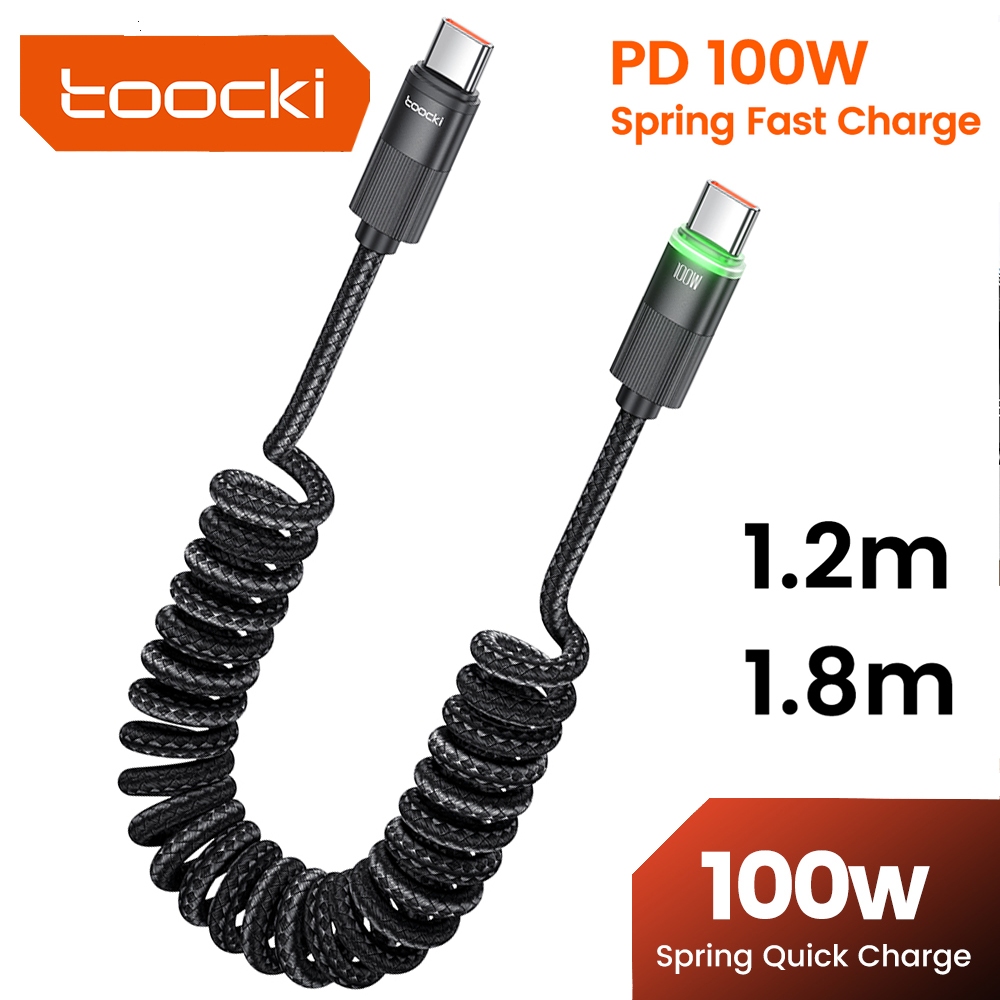 Toocki สายชาร์จ USB C 100W Type C เป็น Type C พับเก็บได้ ชาร์จเร็ว